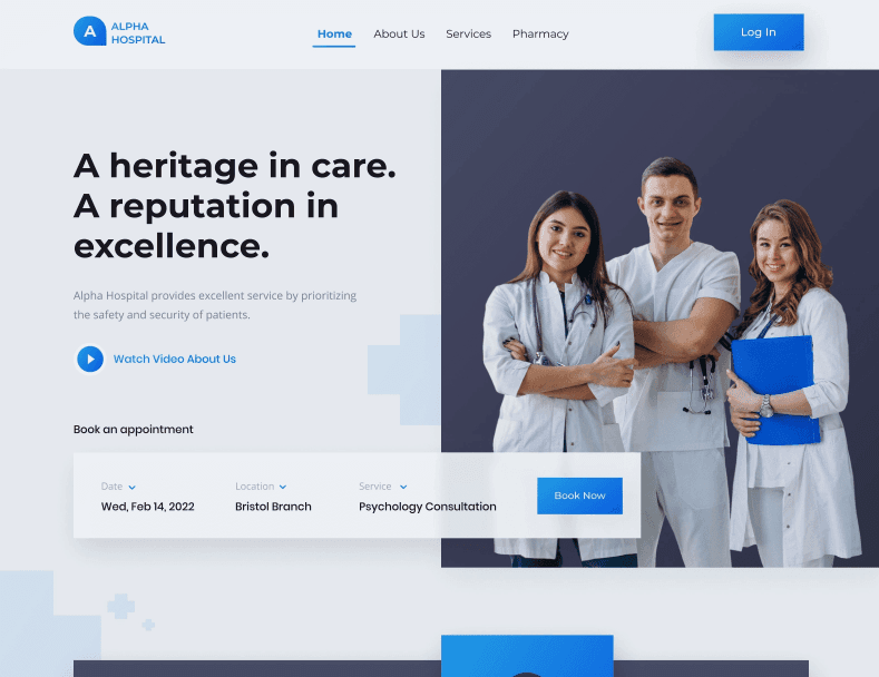 Alpha Hospital Website - Healthcare project screenshot