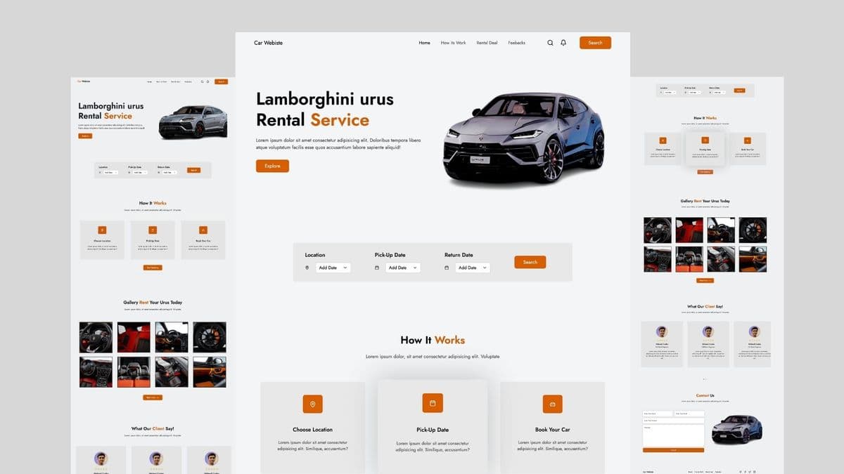 Modern Car Rental Website - Automotive project screenshot