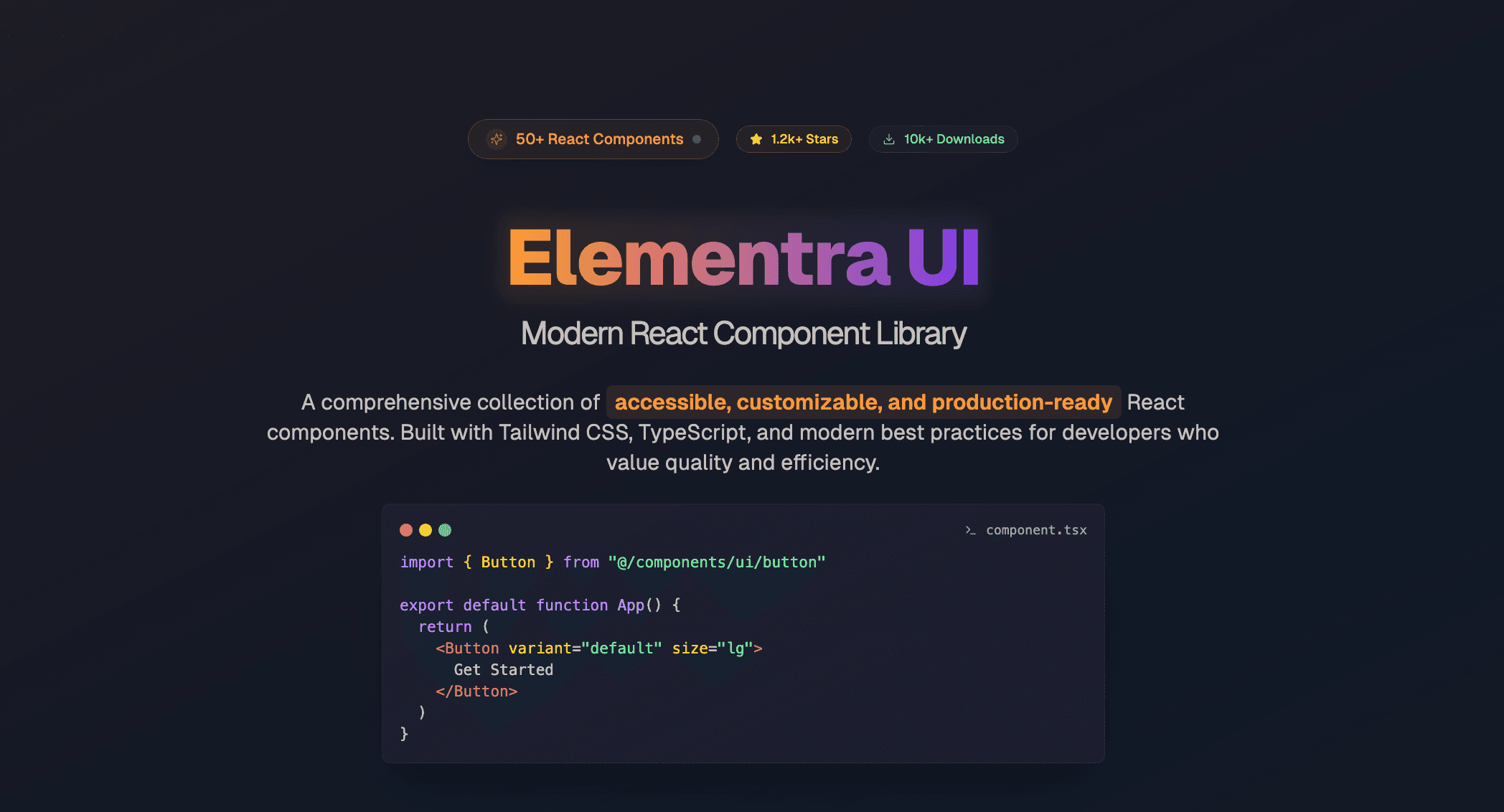 Elementra UI - Open Source project screenshot