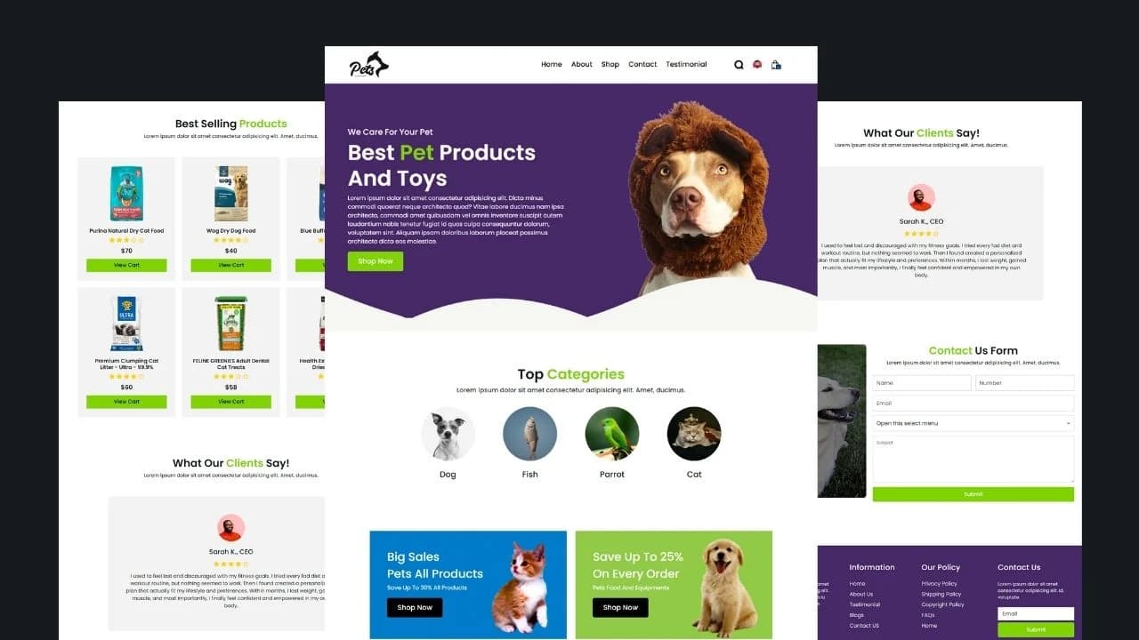 Pet Food Website - E-commerce project screenshot
