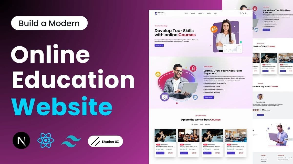 Modern Online Course Website - Education project screenshot